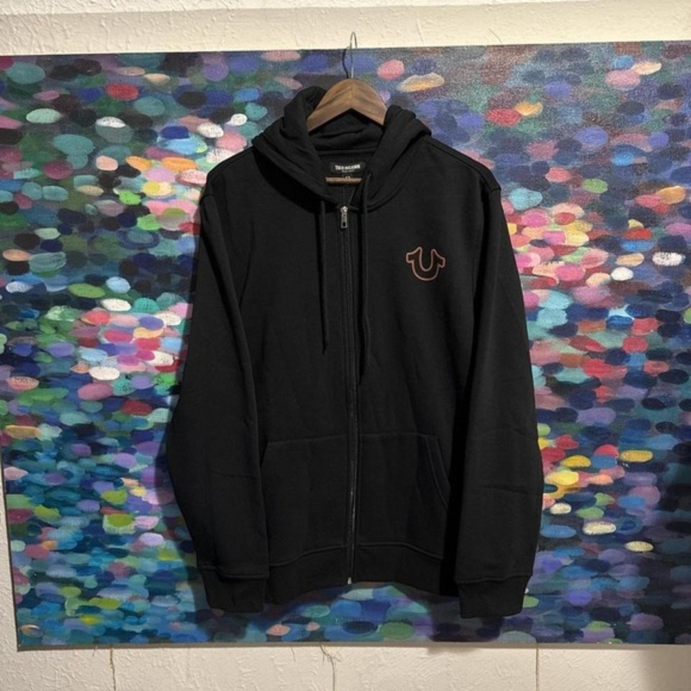 True religion puff print graphic hoodie‎ black Size XL